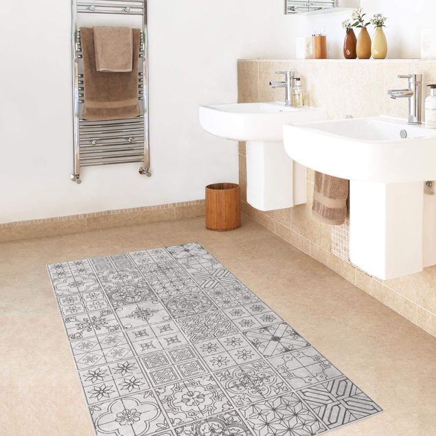 kitchen runner rugs Tile Pattern Coimbra Grey