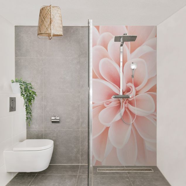 Shower wall cladding - Dahlia In Pastel Pink