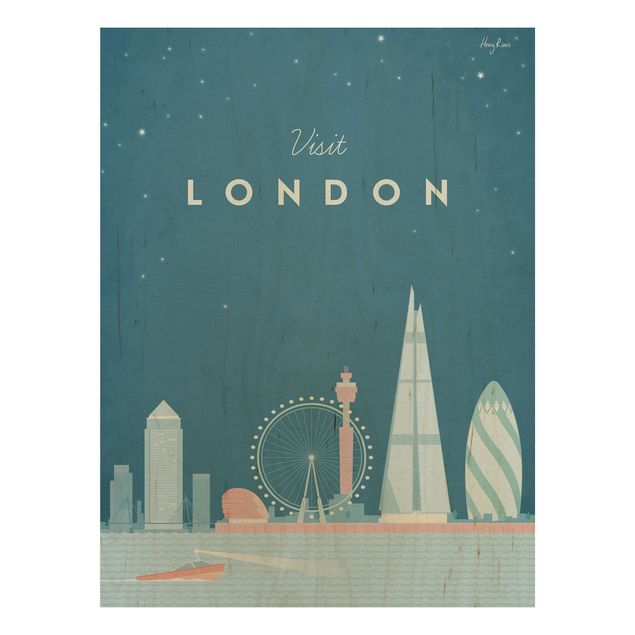 Print on wood - Travel Poster - London