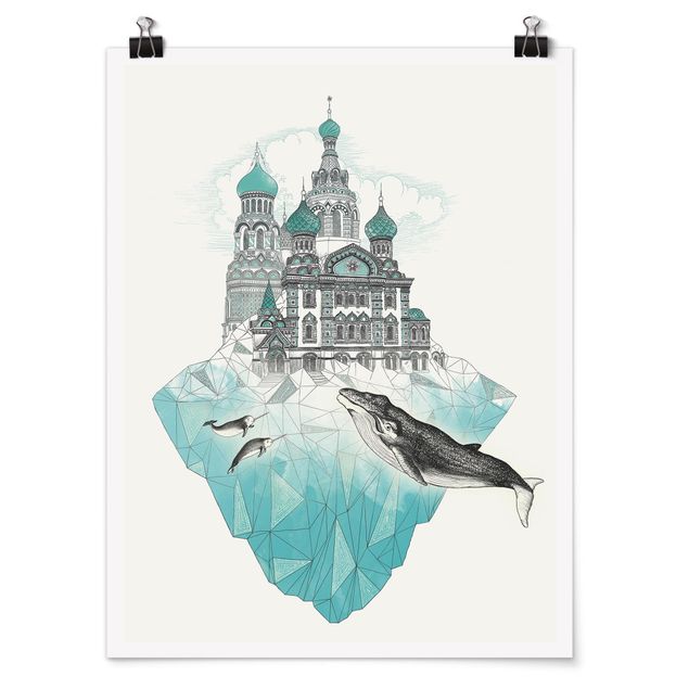Poster - Illustration Church With Domes And Wal