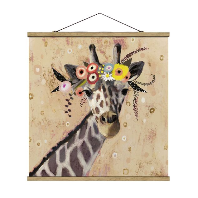 Fabric print with poster hangers - Klimt Giraffe