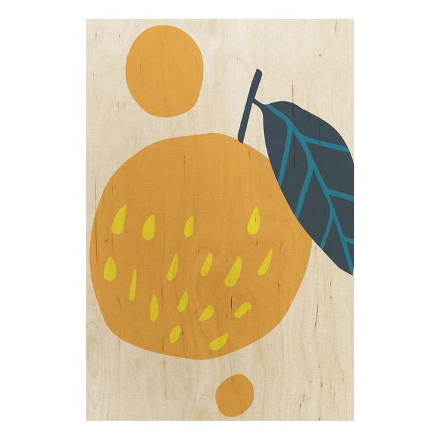 Print on wood - Abstract Shapes - Orange