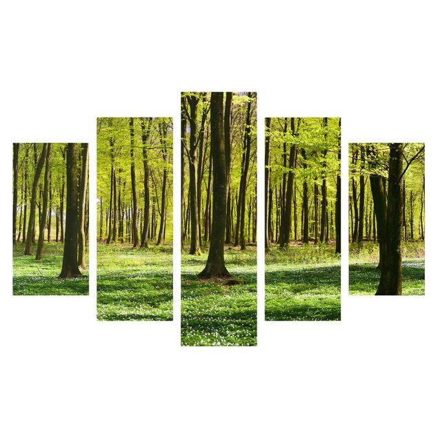 Print on canvas 5 parts - Forest Meadow