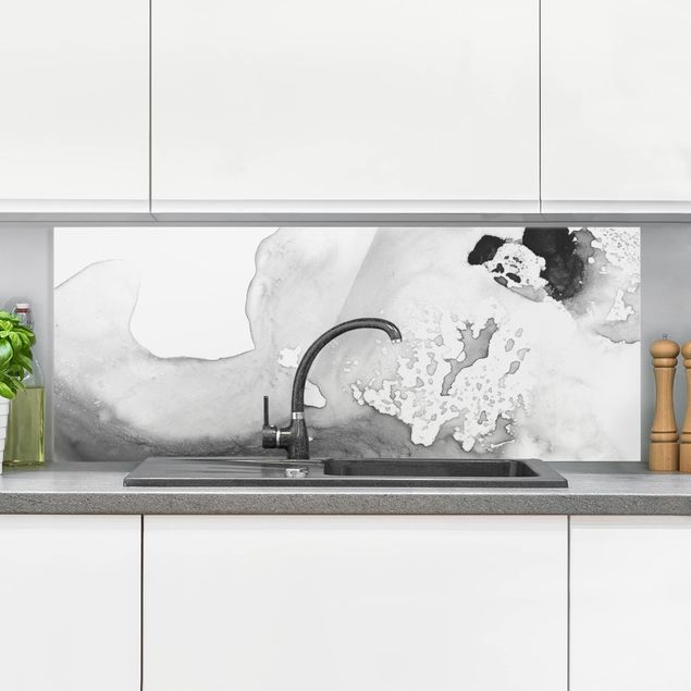 Glass splashback kitchen abstract Haze And Water II