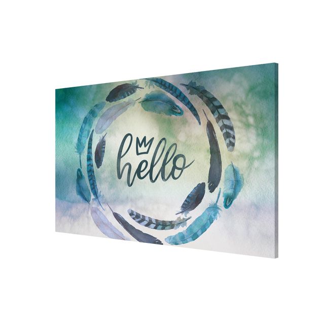 Magnetic memo board - Hello Crown Watercolour With Feathers