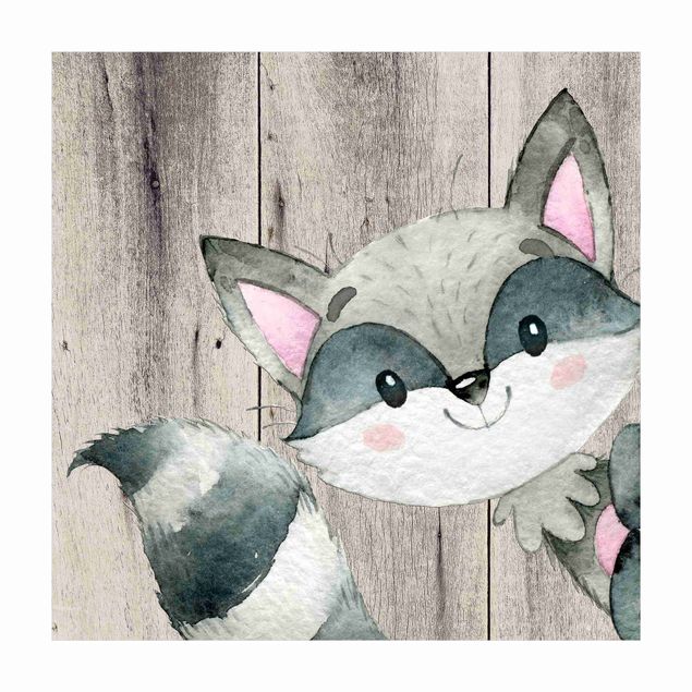 large floor mat Watercolour Racoon On Wood