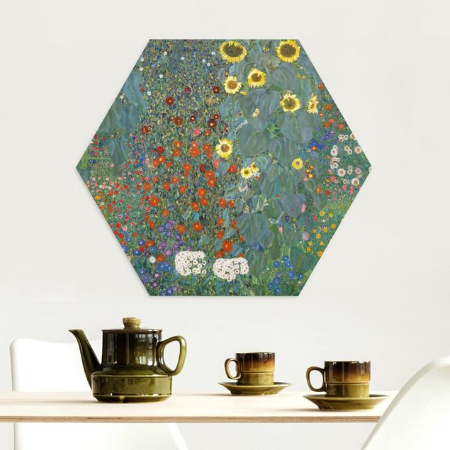 Alu-Dibond hexagon - Gustav Klimt - Garden Sunflowers