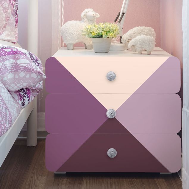 Adhesive film for furniture - 3 Violet Squares Flower Colours & Light Contrast Colours