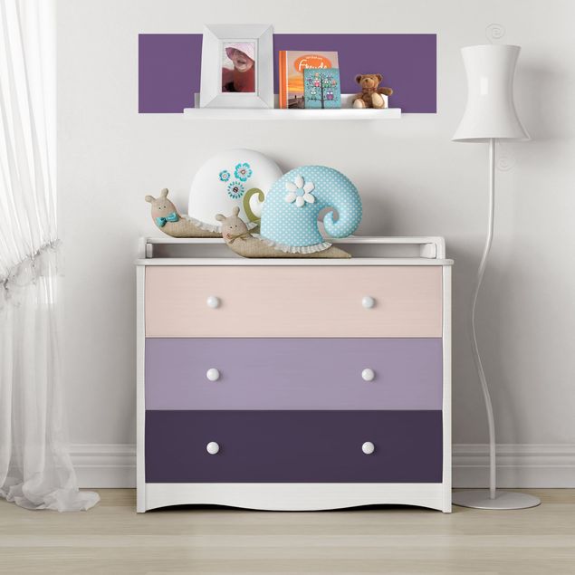 Adhesive film for furniture - 3 Violet Stripes Flower Colours & Light Contrast Colours