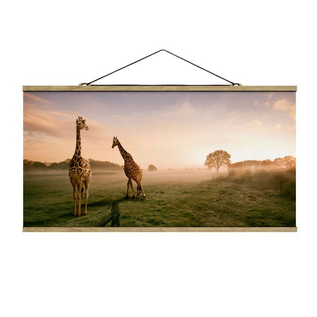 Fabric print with poster hangers - Surreal Giraffes