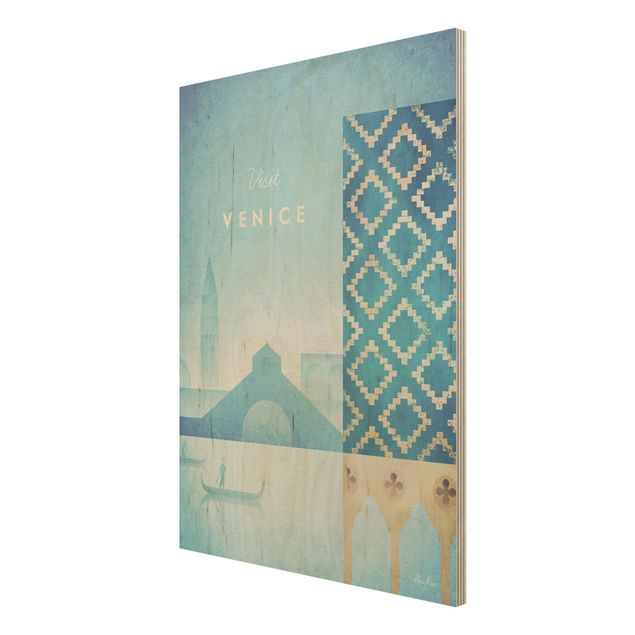 Print on wood - Travel Poster - Venice