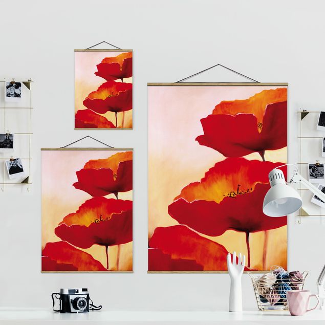 Fabric print with poster hangers - Poppy Family
