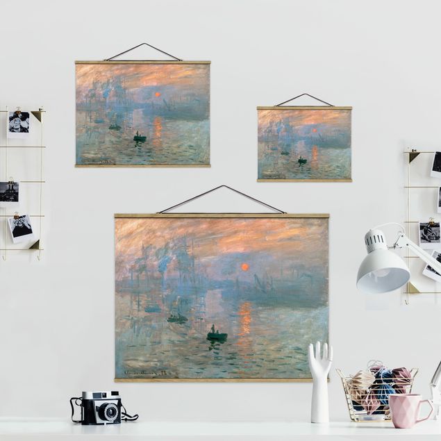 Fabric print with poster hangers - Claude Monet - Impression (Sunrise)