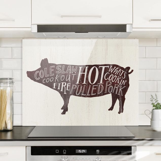 Glass splashback animals Farm BBQ - Pig