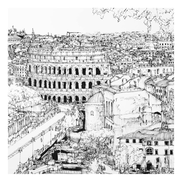 Glass Splashback - City Study - Rome - Square 1:1