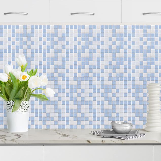 Kitchen splashback patterns Mosaic Tiles Light Blue