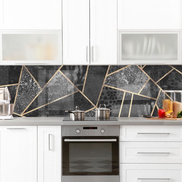 Kitchen splashback abstract Grey Triangles Gold