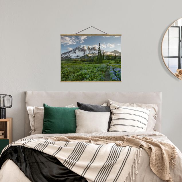 Fabric print with poster hangers - Mountain View Meadow Path