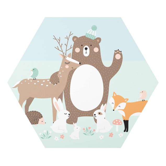 Forex hexagon - Forest Friends with forest animals blue