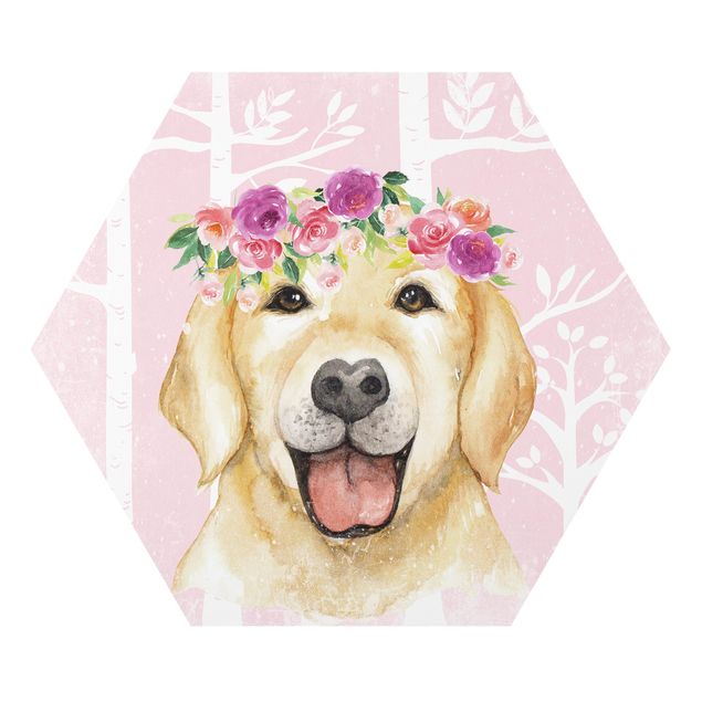 Hexagon Picture Forex - Watercolor Retriever Pink