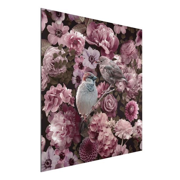 Aluminium dibond Floral Paradise Sparrow In Antique Pink