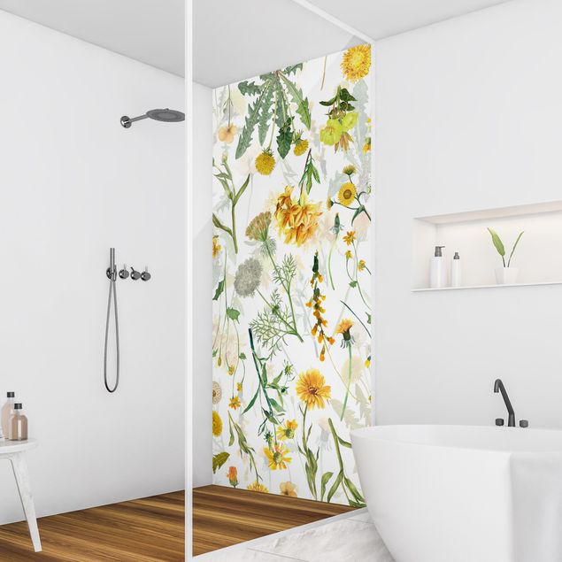 Shower wall cladding - Yellow Wild Flowers