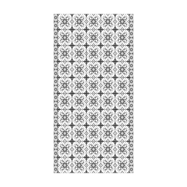 contemporary rugs Geometrical Tile Mix Flower Grey