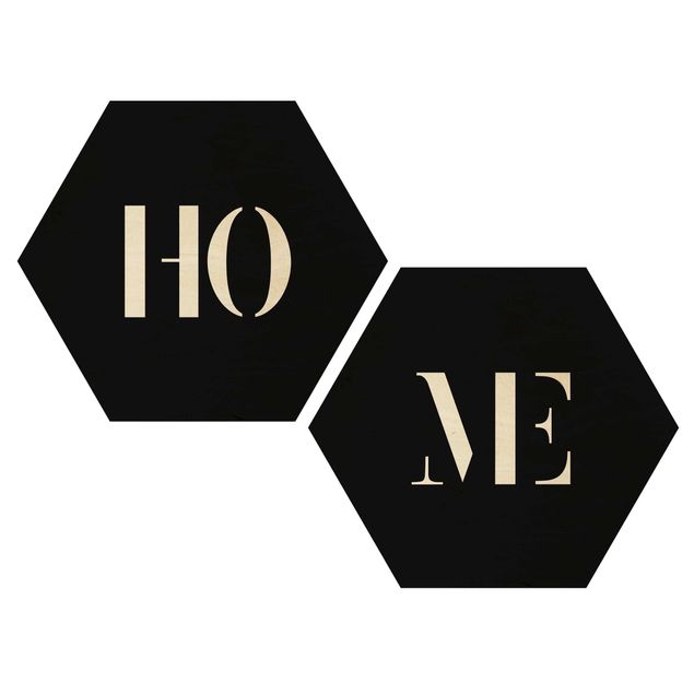 Wooden hexagon - Letters HOME White Set I