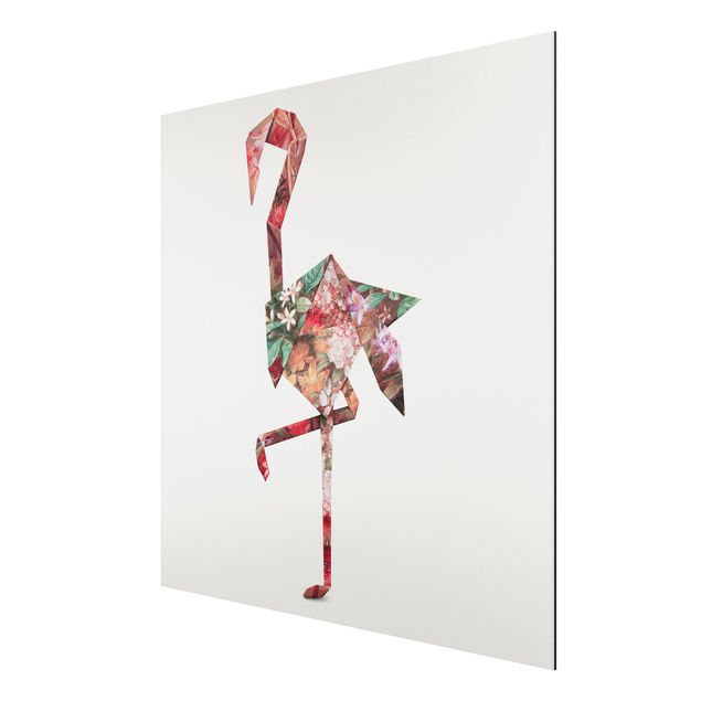 Print on aluminium - Origami Flamingo