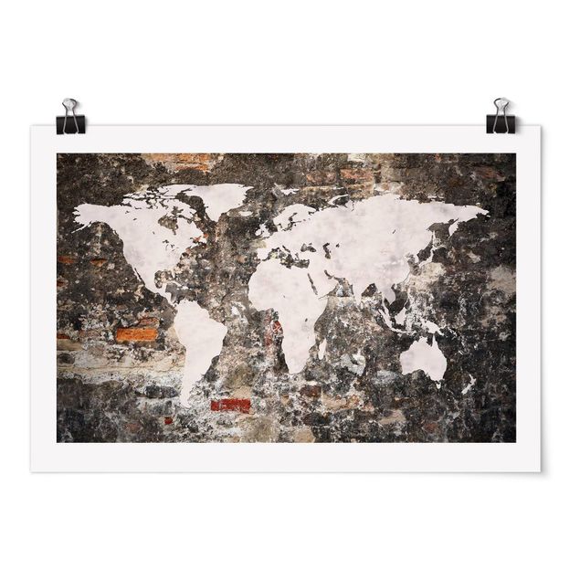 Poster - Old Wall World Map