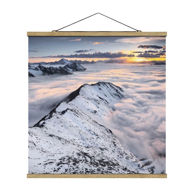 Fabric print with poster hangers - View Of Clouds And Mountains