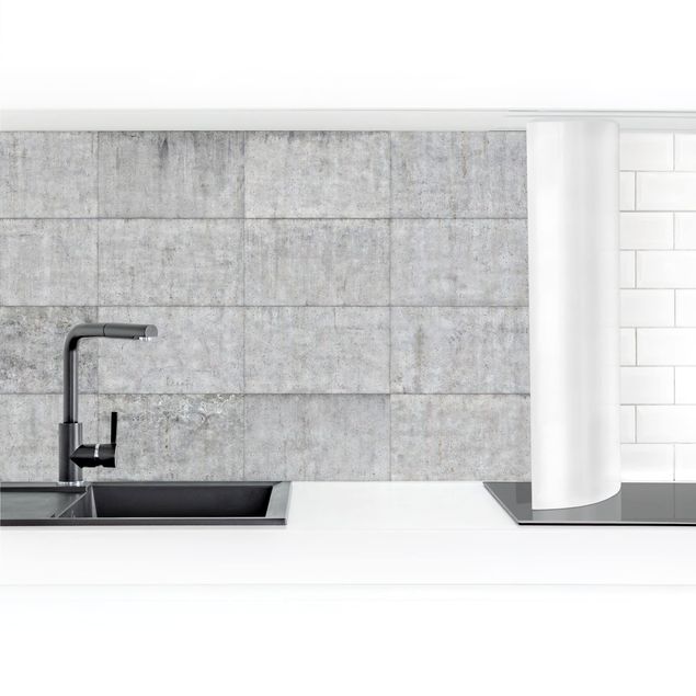 Kitchen wall cladding - Concrete Brick Look Grey