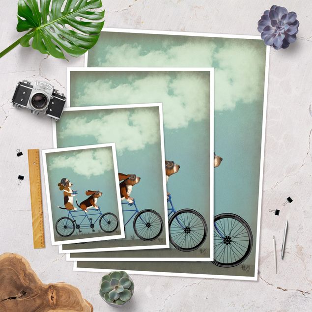 Poster kids room - Cycling - Bassets Tandem