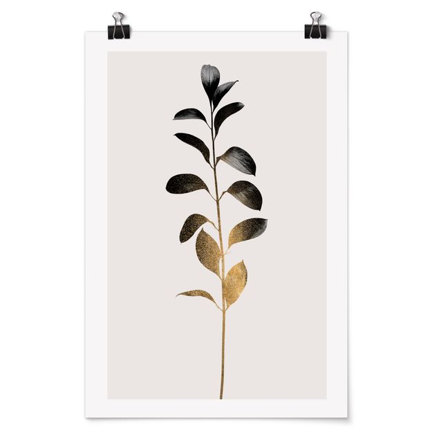 Poster - Graphical Plant World - Gold And Grey