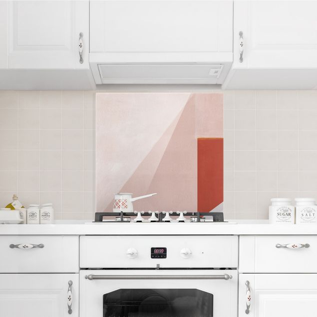 Glass splashback kitchen Pink Geometry