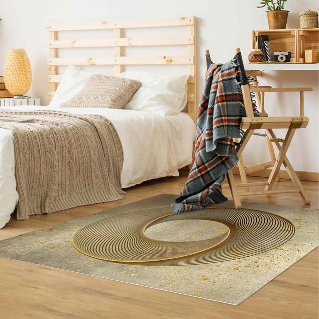 contemporary rugs Line Art Circling Spirale Gold