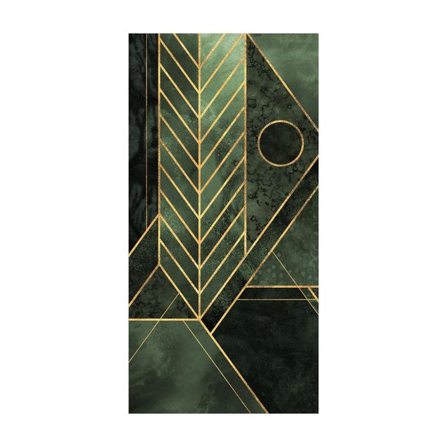 Abstract rugs Geometric Shapes Emerald Gold