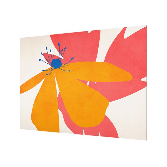 Glass Splashback - Floral Beauty Pink And Orange - Landscape format 4:3