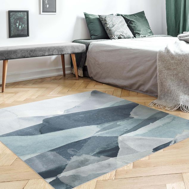 modern area rugs Waves in Blue IV