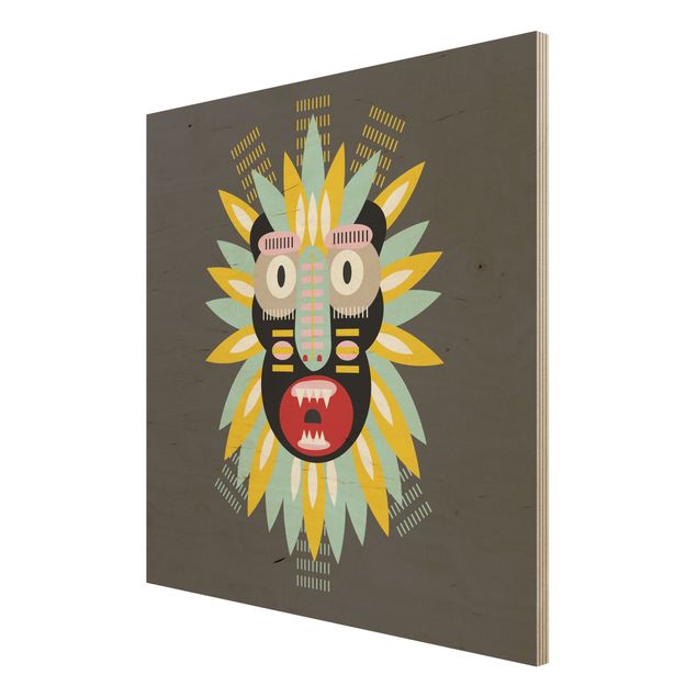 Print on wood - Collage Ethnic Mask - King Kong