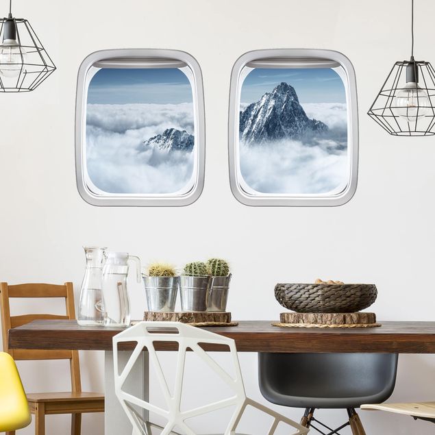 3d wallpaper sticker Aircraft Window Alps Above The Clouds