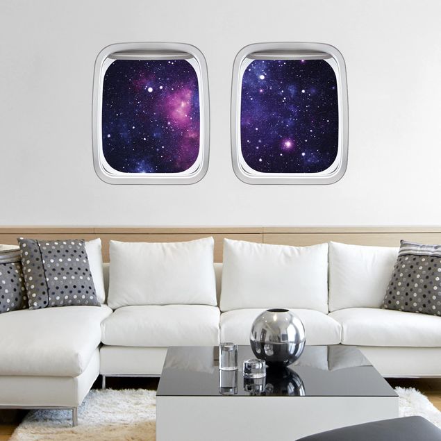 3d wallpaper sticker Aircraft Window Aircraft Galaxy
