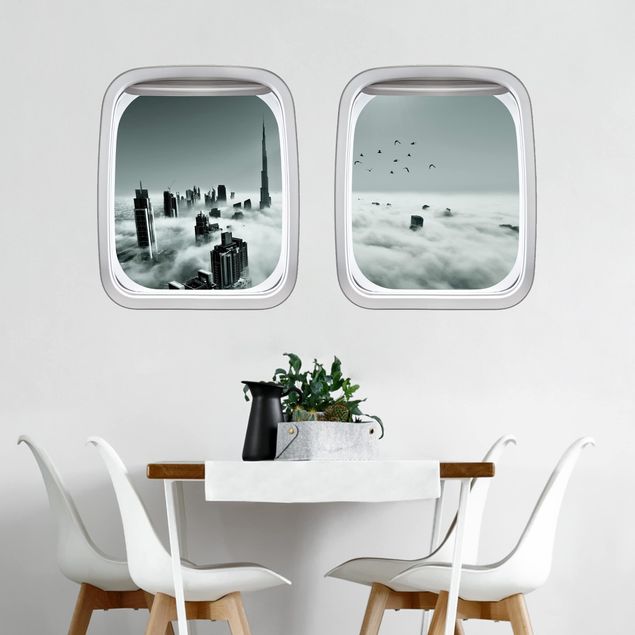 Wall stickers city ​​names Aircraft Window Up And Above
