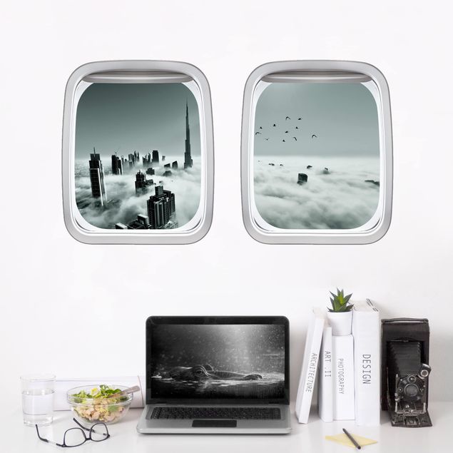 Wall stickers metropolises Aircraft Window Up And Above