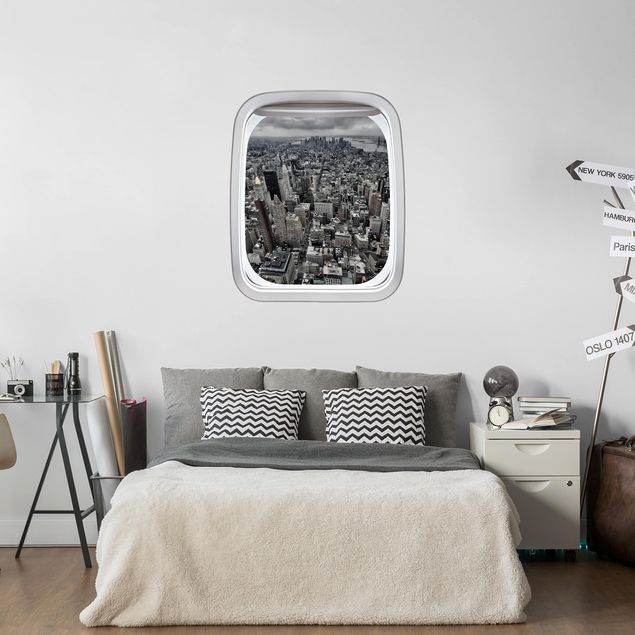 Wall stickers city ​​names Aircraft Window View Over Manhattan