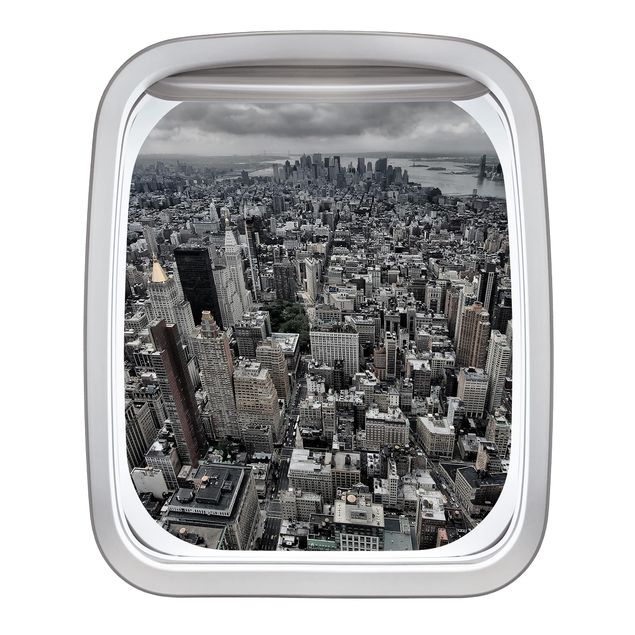 Wall stickers 3d Aircraft Window View Over Manhattan