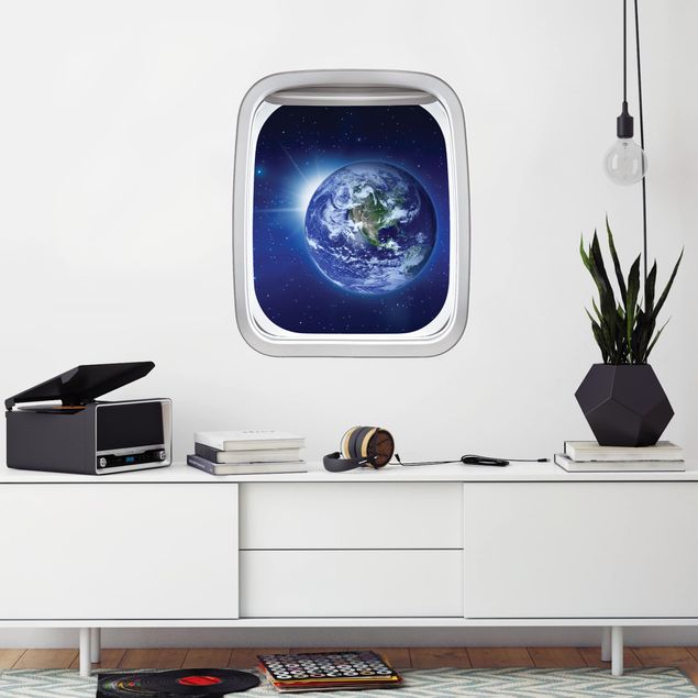 Wall stickers 3d Aircraft Window Earth In Space