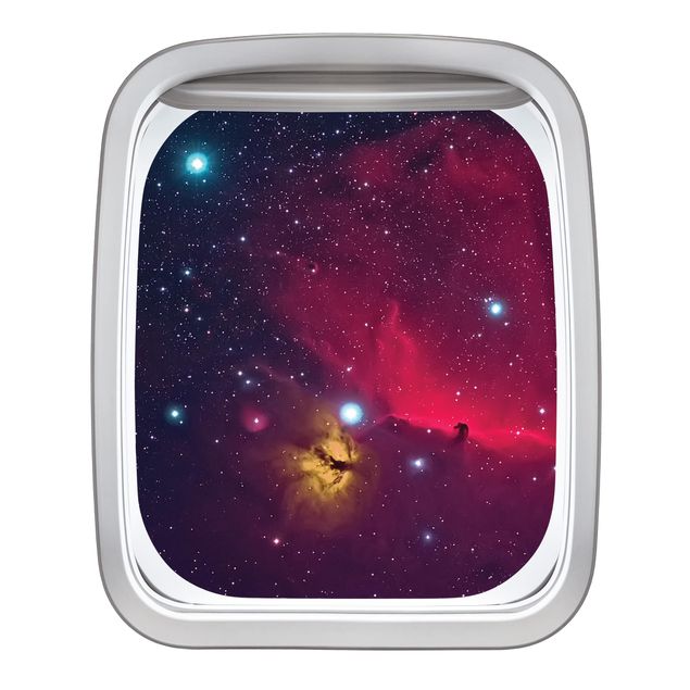 Wall art stickers Aircraft Window Colourful Galaxy