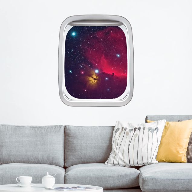 Autocolantes de parede espaço Aircraft Window Colourful Galaxy