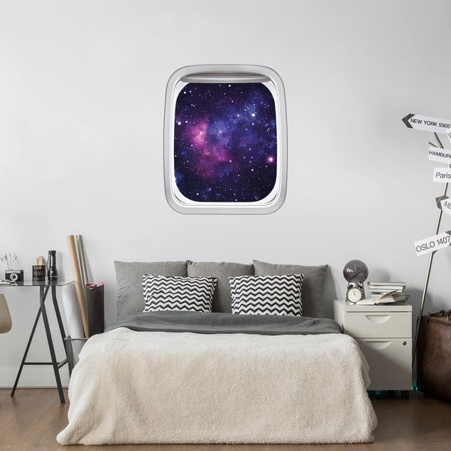 3d wall art stickers Aircraft Window Galaxy